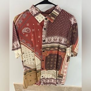 Men’s TOPMAN T shirt button down paisley pattern
